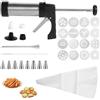 Penitue 29pz Kit di Pistola Biscotti in Acciaio inossidabile, Include Pistola Spara Biscotti Dischi Stampi Set Sac à Poche Spazzola per Pulizia Istruzioni Manuali per Torte Dolci Biscotto Fai Da Te