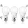 KOOYWAN lampadina sensore di movimento E27 9W Bianco caldo 2700K Auto On/Off lampadine con sensore crepuscolare 3 Pezzis