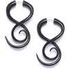 81stgeneration Orecchini Finti a Spirale Lunga in Corno Nero per Donna | Grandi Orecchini Tribali Conici | Dilatatori per Orecchie Finti Gothic Swirl | Indicatori Falsi | Gioielli Boho Emo Statement