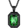 ChainsHouse Pietra Smeraldo Collana Agata Colorata Taglio Diamantato Bordi delle Rune Vichinghe Collana Uomo Acciaio Collana Metallo Vintage Non sbiadisco Antiallergico