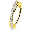 Melighting Double Row Hoop - Orecchini a cerchio in oro da 16 g/20 g, orecchini dorati, conch in acciaio chirurgico, cartilagine, trago, rok, daith piercing, Groß, Acciaio inossidabile