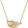HeyMeili Collana Argento Placcato Oro Ciondolo di Piuma Pendente Collana Vuota con Opale Naturale e Zirconi per Donna Ragazza