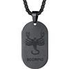 FaithHeart, collana con ciondolo, motivo: 12 segni zodiacali, piastrina con incisione, in acciaio inox, per uomo e donna e H dello scorpione (10/22-11/21)., colore: 05 nero acciaio., cod. TP12115H-E