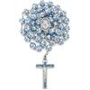 Mondo Cattolico - Rosario Cattolico della Madonna col Bambino in grani color Argento decorati con fiorellini (Azzurro)