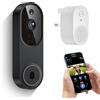 ClipBlur Videocamera campanello 1080P wireless, kit campanello intelligente, visione notturna, audio bidirezionale, rilevamento umano AI, alimentazione a batteria, WiFi a 2,4 GHz, archiviazione cloud