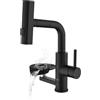 Mynaiad Rubinetto Cucina Nero Mynaiad con Lavaglassi, Miscelatore Monocomando Estraibile con tre uscite, Rubinetto Bagno Lavabo in acciaio inossidabile 304, rotazione a 360° per Bagno, Bar e Cucina