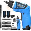 MXMZHXU Avvitatore a batteria da 8 V, kit di cacciaviti elettrici con 2 batterie da 2000 mAh, coppia massima 10 N·m, manico rotante a 180°, luce LED e 47 accessori, per fai da te, riparazione domestica e