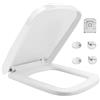 xinfedi Sedile WC quadrato, chiusura lenta, con cerniere regolabili, facile da pulire (bianco)