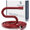 SANTRAS® Tubo doccia in plastica DELUXE 1,50 m con limitatore di portata in rosso - Tubo doccia particolarmente flessibile in acciaio inox MADE IN GERMANIA