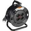 BTICINO Avvolgicavo S2625, Prolunga Elettrica 25 Metri, 4 Prese Polivalenti Schuko Bipasso, Spina Grande 16A, Interruttore Termico, Maniglia Ergonomica, Ferma Cavo, Full Black