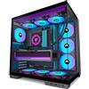 HYXN H1 Case PC ATX - Preinstallato con 7 ventole PWM ARGB, doppia camera Mid Tower Case per PC Gaming, con Type-C, può ospitare contemporaneamente 3 radiatori da 360 mm (nero, H1)