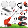 OUTIGO Tosaerba a batteria, Dotato di due batterie da 21 V, 4 lame, tosaerba triplo pieghevole, tosaerba da giardino a batteria per prati, arbusti e cespugli.