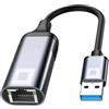 Co2 Adattatore di rete CO2 da USB a Ethernet, adattatore Gigabit RJ-45 LAN 10/100/1000 Mbps, Plug & Play, indicatori LED, chip Realtek RTL8153, alluminio, compatibile con MacBook, PC, TV Box (USB)