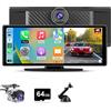 Hexinex 4K CarPlay Schermo con Auto 10.26 Pollici Wireless CarPlay Android Auto con Dash Cam + Telecamera per la retromarcia 1080P + Scheda Micro SD da 64 GB