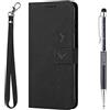 Grandoin Cover per Oppo Realme C55, Custodia in Pelle Magnetica Libro Flip Caso Portafoglio per Oppo Realme C55, Wallet Libro Case Flip Covers con Slim TPU Silicone Bumper (Nero)