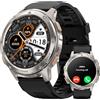 KOSPET T3 Smartwatch Uomo, Display AMOLED da 1,43, Batteria extra large, Corpo in acciaio inox robusto orologio militare, Monitoraggio Frequenza Cardiaca e SpO2, Resistenza Acqua 5ATM (Argento)