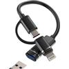 Kefiany Adattatore Lightning USB C a USB 3.0 Cavo OTG Femmina per Apple iPhone 15 14 compatibile per Samsung Macbook Air Da Type Maschio Tipo Chiavetta Di Adapter Adattatori Jack Schede Convertitore ip+tp