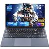 AFFGUOK PC Portatile 16 Pollici con Core i5-8210Y, Laptop 16GB RAM 512GB SSD, Notebook Schermo IPS 1920x1200, Computer Portatile con Tastiera Retroilluminata, Mini-HDMI USB3.0 RJ45 Wi-Fi5 BT5.0 5800mAh