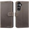 Lensun Cover in Pelle Vera per Samsung Galaxy A55- Grigio Marrone | Cover in Vera Pelle Supporto Stand Libro con Portafoglio Porta Carte Flip Custodie Cuoio