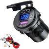 Thlevel Presa USB per Auto Tipo C PD e QC3.0 12V Caricabatteria Adattatore Impermeabile con Interruttore Voltmetro LED Indicazione Moto Camper Camion Barche