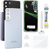 Enkeig Vetro Posteriore Sostituzione per Samsung Galaxy S21+ Plus G996 Back Cover copribatteria + Kit di Riparazione(Argento)