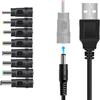 Panlouting 8in1 Cavo di Alimentazione USB CC | Cavo di Ricarica USB CC 5V 5,5 * 2,1mm con 8 Connettori | 1 Metro | Per Router, Luci LED, Altoparlanti, TV Box, Philips Hue Hub