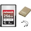 Pergear 256GB CFexpress tipo A da Scheda di Memoria, Velocità di Lettura Fino a 780 MB/s e Velocità di Scrittura 780 MB/s per Registrazione 4K 120P, 8K 30P, con Lettore di Carte(Serie Standard)