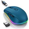 seenda Mouse wireless con jiggler, mouse wireless ricaricabile 2.4G con illuminazione, mouse wireless silenzioso per PC, laptop, computer, Windows - 2000 DPI