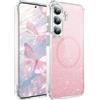IMEIKONST Cover Magnetica per Samsung Galaxy S26 Plus [Compatibile con MagSafe], Custodia Trasparente Glitter Brillantini Antiurto per Donne e Ragazze Case per Samsung S26 Plus. Rosa JXSF