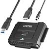 UNITEK Adattatore per disco rigido esterno IDE SATA USB3.0 per HDD SSD universale da 2,5 3,5 pollici, funzione di backup con un solo tasto (OTB), con alimentatore esterno DC 12V 2A