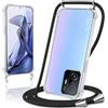 Coiwxmoi Cover per Xiaomi 11T 5G / 11T Pro 5G con Cordino 6,67,Trasparente Custodia con Laccio Tracolla Corda Catena Cinghia,Ultra Morbido Silicone TPU Antiurto Case per Xiaomi 11T Pro, Nero