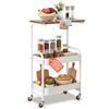 Avilia - Carrello Cucina Multiuso a 2 Ripiani in Metallo e Legno - Mobile Salvaspazio con 4 Ruote Girevoli a 360° - Organizer Portatutto per Casa, Ufficio e Bagno - 77x43x30 cm - Industrial