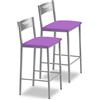 ASTIMESA Due sgabelli alti da cucina 60 cm ecopelle melanzana (TAB60BE)