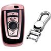 M.JVisun Morbido TPU Custodie per Chiavi Auto Per BMW Serie 1 Serie 2 Serie 3 4 Serie 5 Serie 6 7 5GT GT3 GT5 X1 X3 X4 M2 M3 M4 M5 M6 Cover Chiavi Guscio Chiave - Lucido Rosa - Metallo Portachiavi
