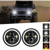 Aumotop Fari Led H4 140W Angel Eyes 4 Modalità 14000LM 9V-30V Auto Moto, 6000K Bianchi / 3000K Ambra Ring per Camion Autobus Fuoristrada ATV Escavatori