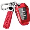 Z.MYUKI 【5 colori】Z.MYUKI Avenger Hybrid Cover Chiave con Portachiavi per Jeep Avenger 2022-2023 2024 Accessori Custodia Chiave (Rosso)