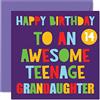 Stuff4 Divertenti biglietti auguri 14° compleanno nipote | Awesome Teenage Granddaughter 14