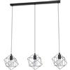 Eglo lampada a sospensione Straiton, 3 luci vintage industriale, in acciaio | nero, per tavolo da pranzo o soggiorno, attacco E27, lunghezza 90,5 cm