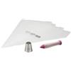 Zenker 44735 - Set di decorazione per torta di calcio, tasca e penna per decorazione per torta di calcio, acciaio inossidabile, plastica, silicone, 20 x 36 cm