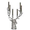 EDZARD Candeliere con cervo Riccardo (altezza 65 cm) effetto argento, portacandele per candele a bastoncino, decorazione da tavolo, decorazione da tavolo, statuetta con base in velluto