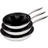 MasterPRO Argent 3 | 3 padelle antiaderenti da 20, 24 e 28 cm | con triplo strato in acciaio inox e alluminio forgiato | con manico ergonomico | padella in acciaio inox | per tutti i tipi di cucina