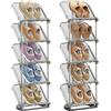 SONGMICS Scarpiera, 5 Ripiani, Set di 2, Scaffale Inclinato per Scarpe, Plastica, 24,5 x 28,4 x 102,5 cm, Componibile, per Ingresso Corridoio Cabina Armadio, Grigio LPC050GZ01
