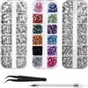 WHC 4600 pezzi Strass per Unghie Nail Art Decorazione Strass in Cristallo per Nail Art con Pinzetta e Penna per Punteggiatura di Strass per Fai-da-te, Artigianato, Vestiti, Viso(2mm, 3mm, 4mm)