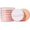 WLICCHS Piumino Cipria, 7 Pz Spugna Trucco Di Bellezza Viso, Piumino de Cipria Makeup Grande Professionale Donna Rotondo Spugna, Lavabile Powder Puffs per Fondotinta in Polvere Fissa il trucco