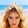 Zoestar Fascia per capelli da donna con stella marina, stile bohémien, con conchiglie, diademi da sposa e corone da spiaggia