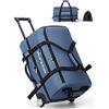Ponhog Borsone da viaggio con ruote, grande borsone da viaggio con scomparto per scarpe, resistente all'acqua, per uomini e donne, viaggi di notte, Blu, 22 inch