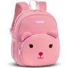 PROTAURI Zainetto Bambina con Cinturino Toracico, Zaino Asilo Bimbo Riflettente e Impermeabile, Sacca Asilo Traspirante e Leggera per 2-5 anni, 6.6L, Rosa Orso