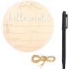 KARELLS Segno di Annuncio del Bambino,Hello World Newborn Segno,Cartello per l'Annuncio del Bambino in Legno,Baby Milestone Cards in Legno,Milestone Baby Cards,Cartello con Nome per Neonato Hello World,15cm