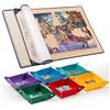 Tektalk Tavola per puzzle con 6 vassoi per ordinare i colori, tappetino portatile con copertura antipolvere per risparmiare puzzle, superficie antiscivolo, fino a 1500 pezzi, cachi