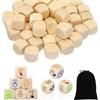 Generico 50 Pezzi Dadi di Legno Vuoti, Dadi da Gioco Dadi Vuoti in Legno Vuoti Cubi Grezzo per Artigianato Props 20 mm per Giochi di Carte da Tavolo Fai da Te